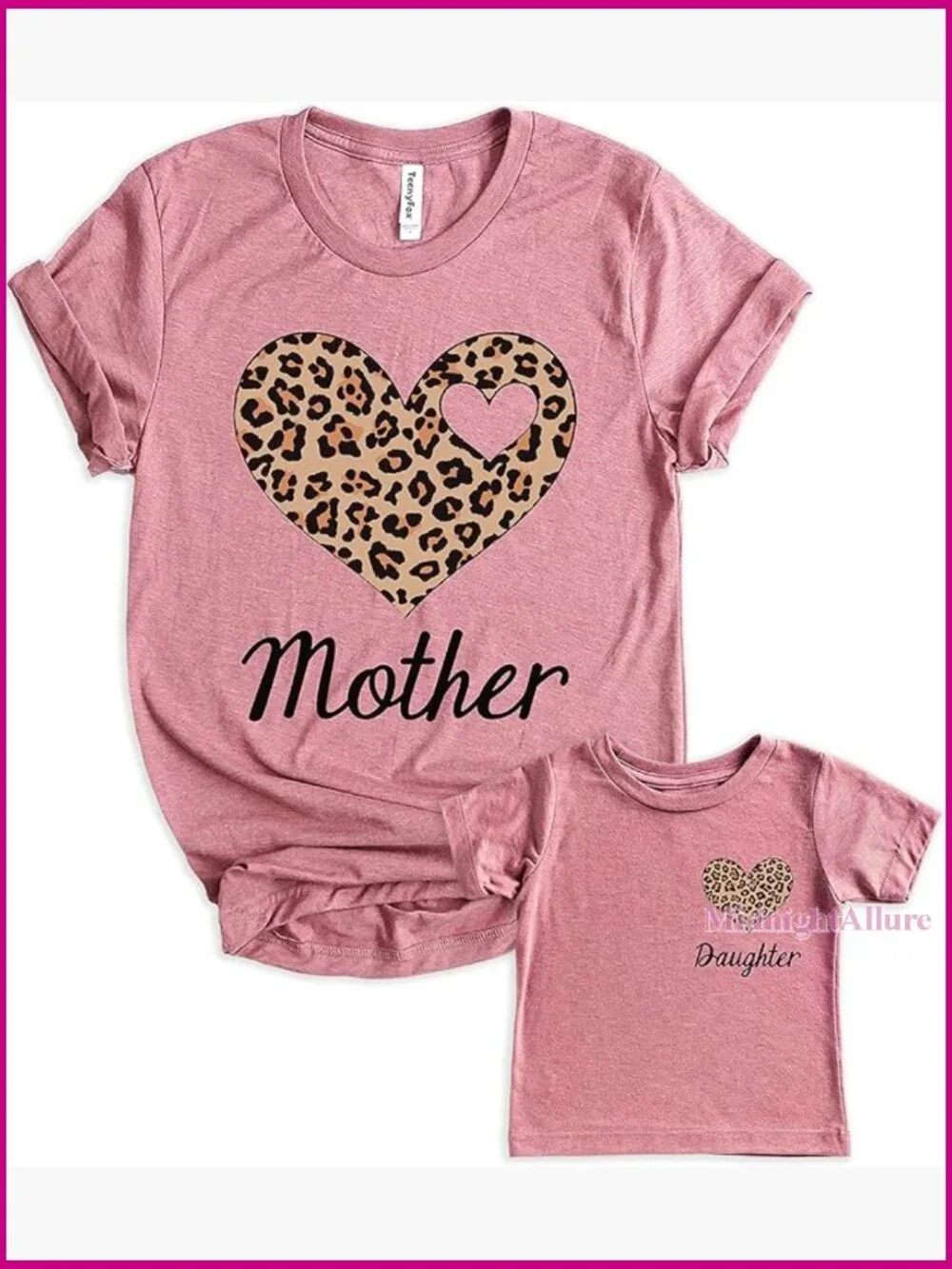 Family Matching T-Shirts Baby Bodysuits Cute Leopard Heart